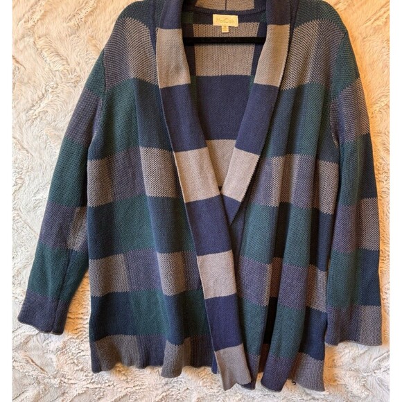 Mod Cloth Cardigan Sweater Womens Size 1X Open Front‎ Cozy 100% Cotton Blue Cozy - Picture 4 of 9